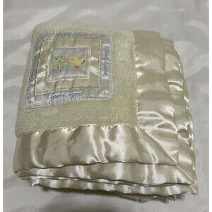 carters baby kisses Baby blanket frog duck Fleece Vintage Butter Yellow 34x29”